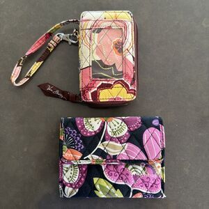 Lot of 2 Vera Bradley Zip Wallets Zip ID and Coin Buttercup & Pirouette